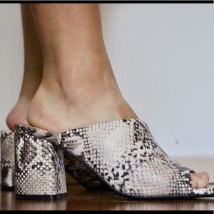 Snakeskin Print Mules